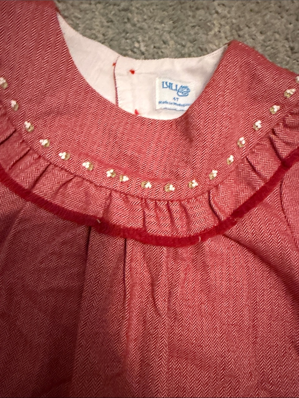 Red Ruffle Kids Dress - Picture 3 of 4